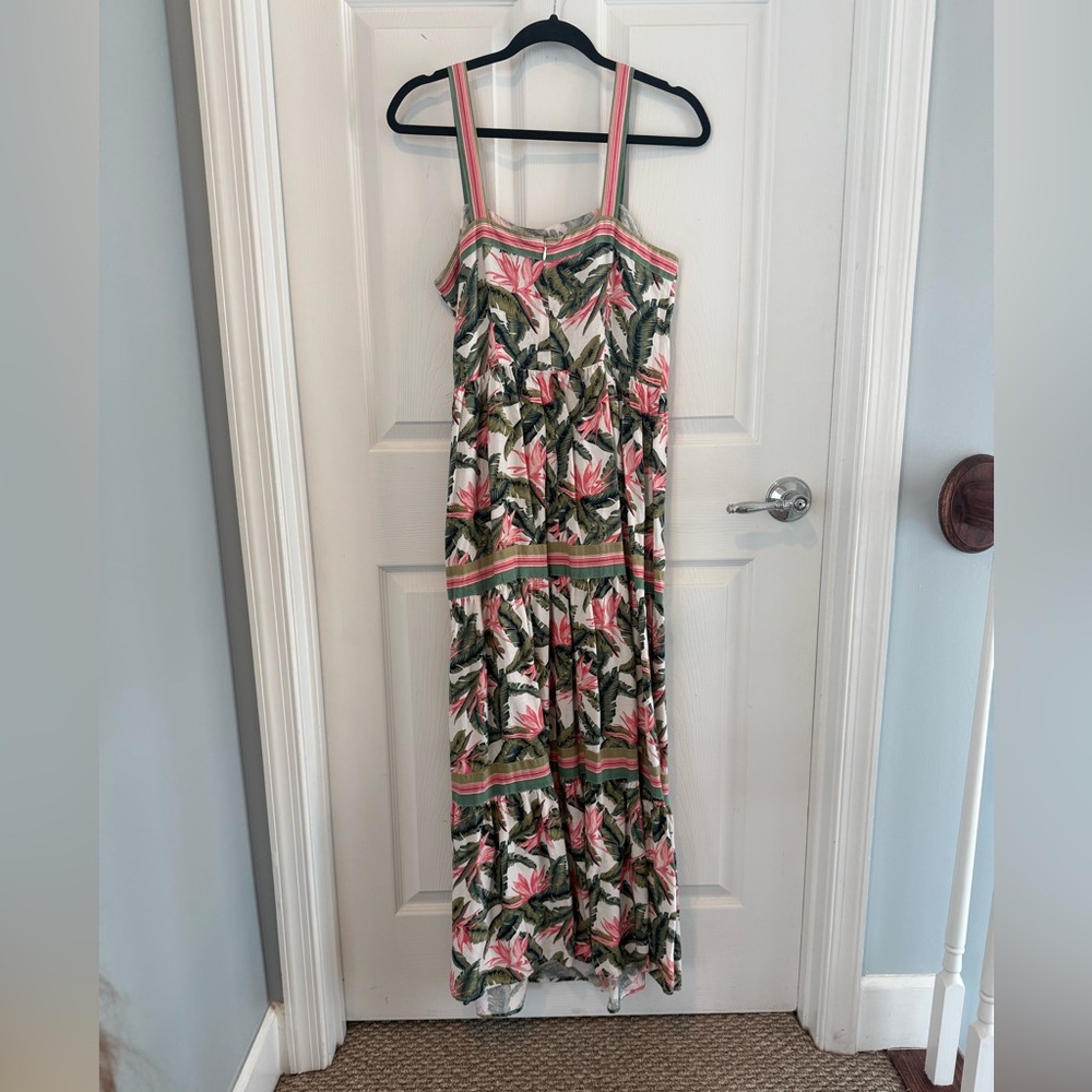 Loft Linen Blend Tropical Print Maxi Dress size 4 - Picture 5 of 15